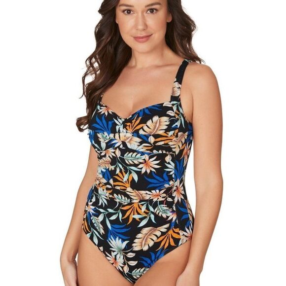 Nip Tuck Black Dukes Paradise Joanne Twist Front One Piece Swimsuit sz 6 - Picture 1 of 7